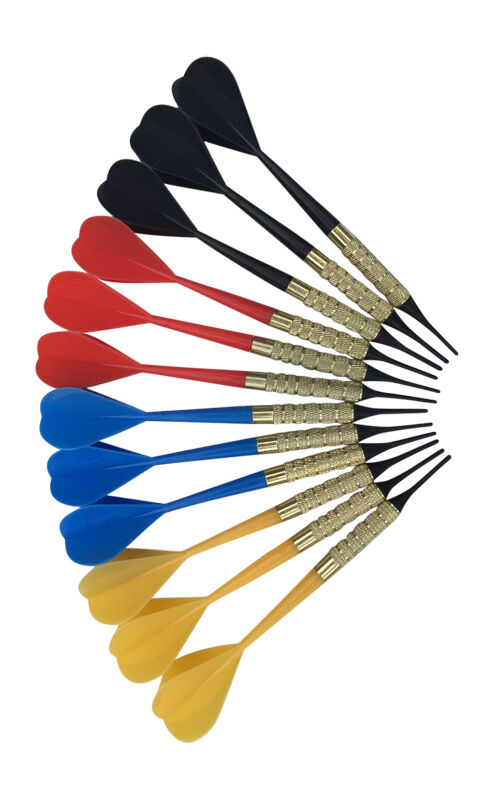 12 Dart Pro Plastic Soft Tip Darts Assorted Colors Pub Bar Darts