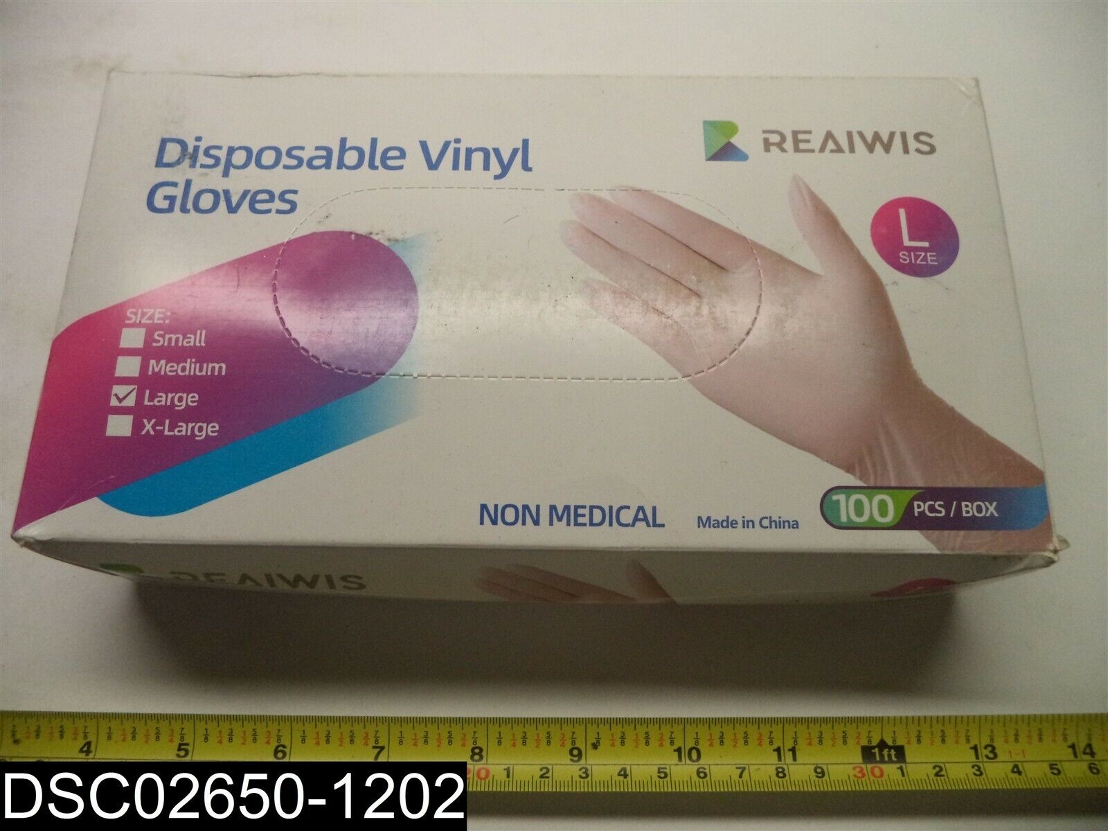 Qty=800 (8 Boxes X 100) Reaiwis Non Medical Size Large Disposible Gloves
