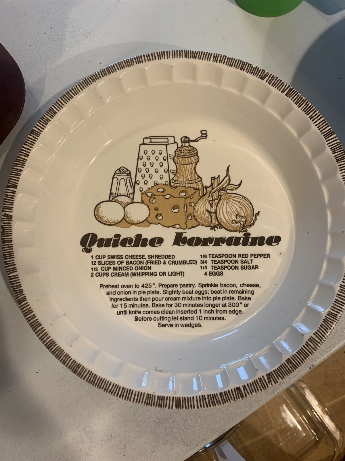 Sunnycraft Quiche Lorraine Pie Recipe Plate 11"