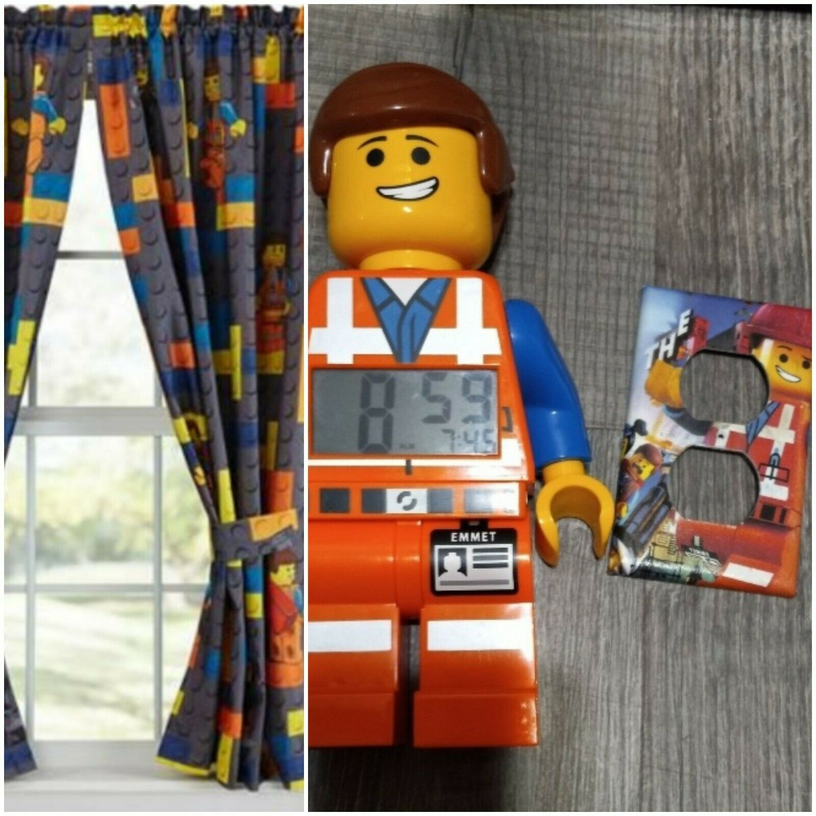 2014 The Lego Movie Lot Alarm Clock Hooded Bath Towel 4 Panels & Outlet Cover