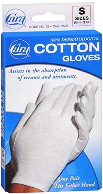 Cara 100% Dermatological Cotton Gloves Fits Either Hands Medium Sizes One Pair