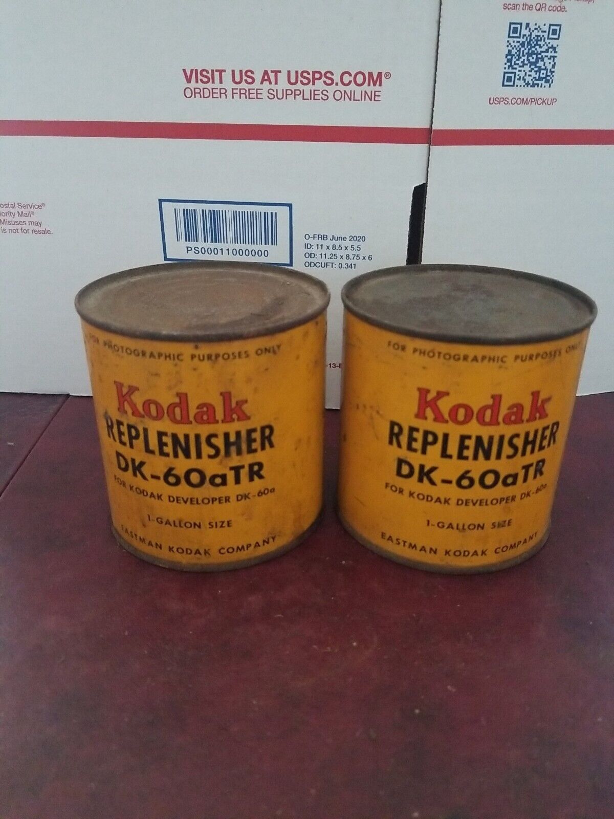 Kodak Replenisher Dk-60atr Powder To Make1 Gallon Sealed Can Vintage Lot Of 2