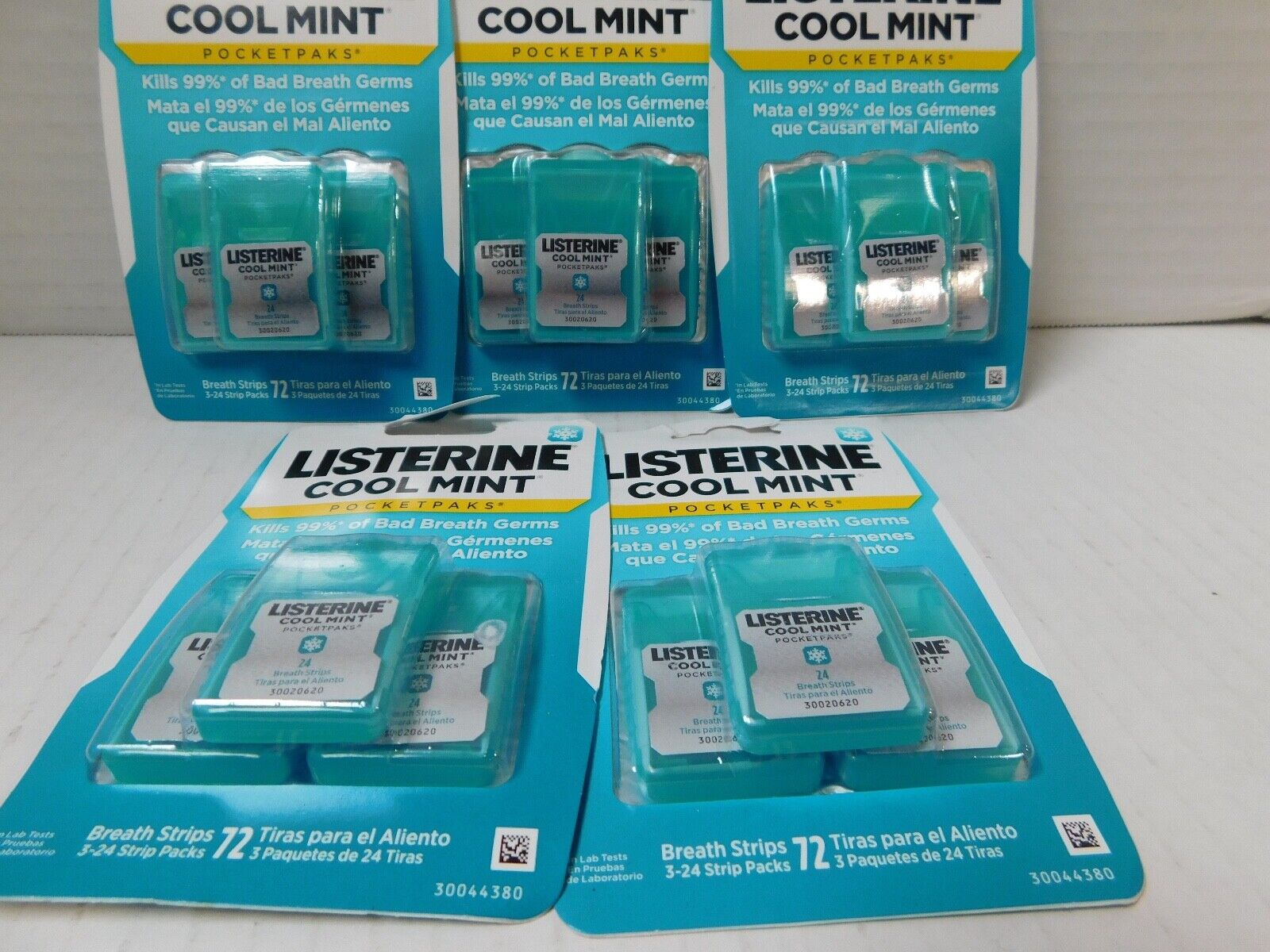 Lot Of 5 Listerine Cool Mint Pocketpaks Breath Strips *360 Strips!!