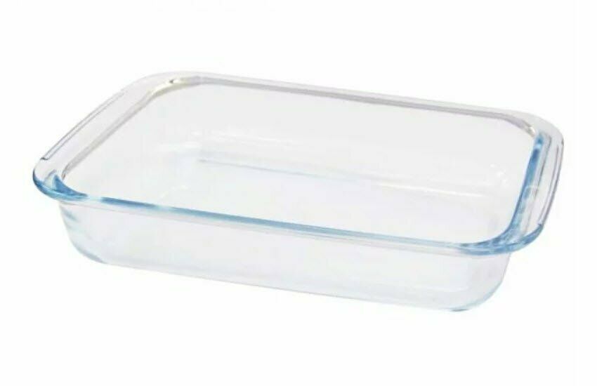 100% New Rectangular Glass Baking Tray Roasting Dish (1000ml) For Microwave/oven