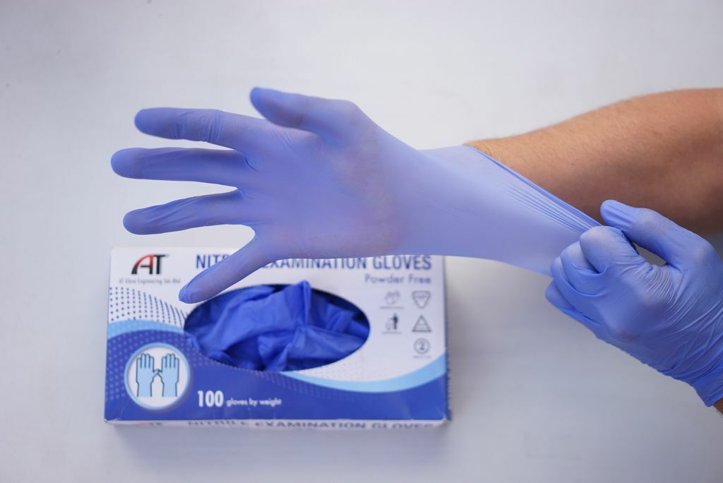 At Nitrile Gloves Pf, Latex Free, Micro-textured | 1 Box | 100 Gloves | Medium