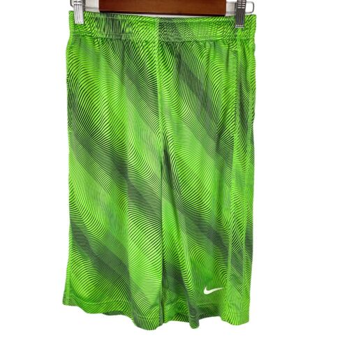 Nike Boys Basketball Shorts Bright Green Black Dri-fit Long Shorts Pockets Sz Xl